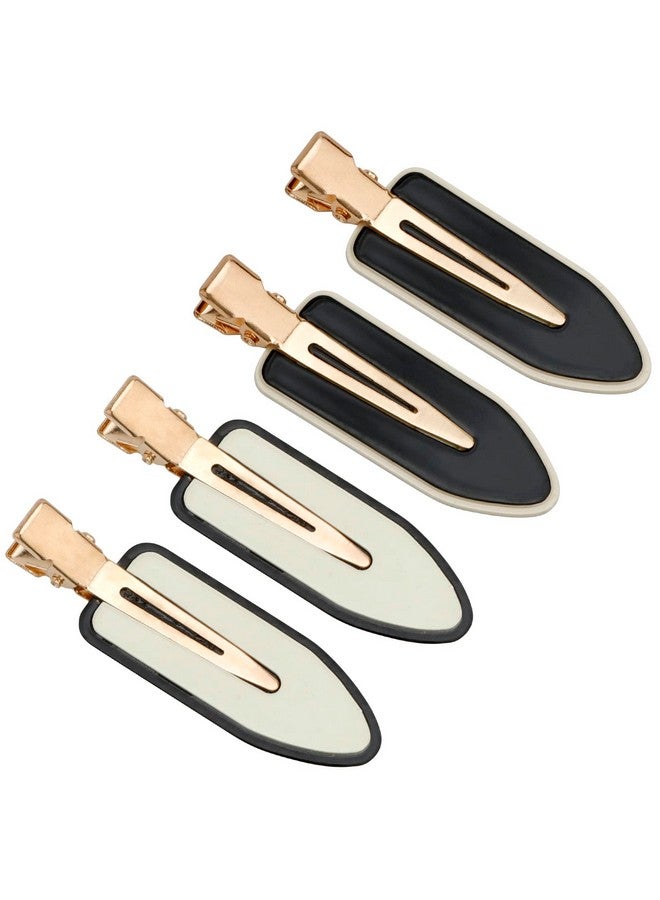 AMCAMI Mcami 4 Pcs No Crease Hair Clipsno Bend Hair Clips For Styling Classic Black & White Flat Clip No Dent Alligator Hair Barrettes For Hairdressing Bangs Waves Woman Girl Makeup Application - Image 2