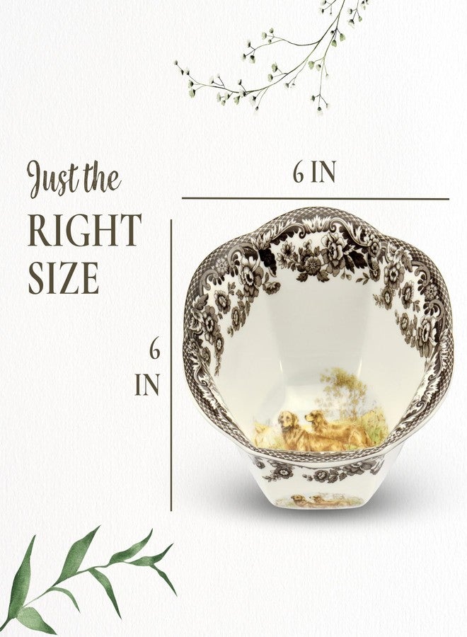 Spode Woodland Hunting Dogs Nut Bowl with Golden Retriever - Image 3