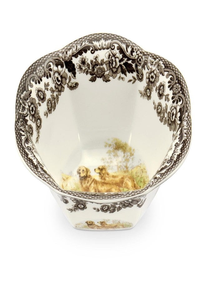 Spode Woodland Hunting Dogs Nut Bowl with Golden Retriever - Image 1
