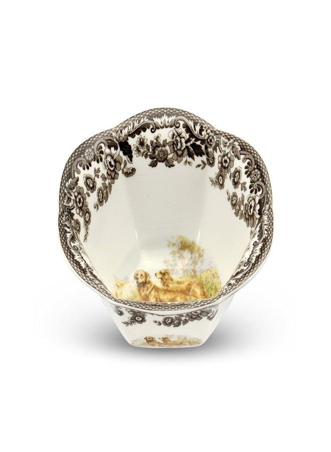 Spode Woodland Hunting Dogs Nut Bowl with Golden Retriever - Image 4