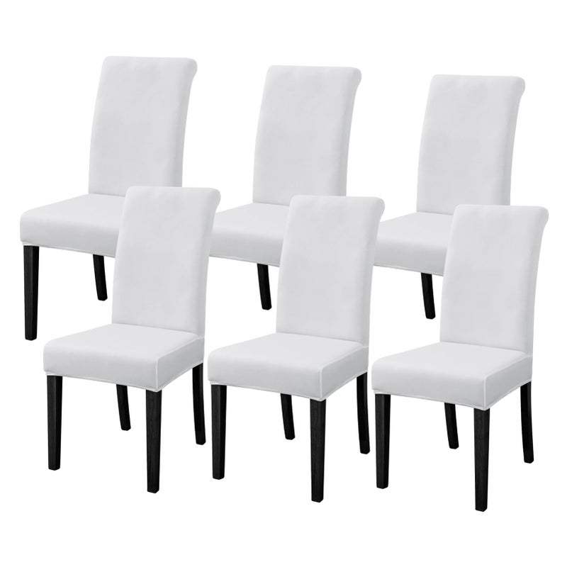 FORCHEER Chair Covers for Dining Room Set of 6 Pack Stretch White Chair Slipcovers for Parson Chairs 6 Pieces Washable Removable