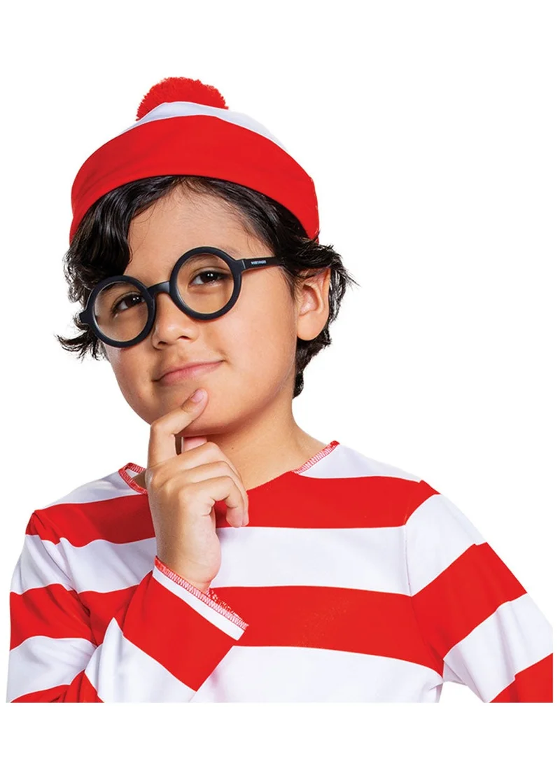 Disguise Wheres Waldo Classic Costume, Official Waldo Costume Set with Shirt and Cap with Glasses Outfit, Book Day Classic Child Size Costume