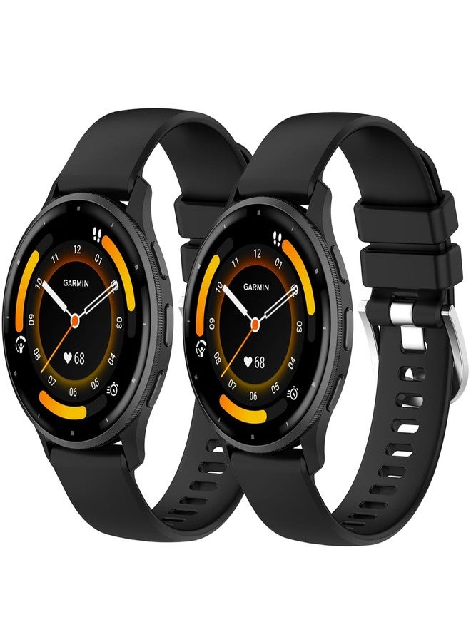 عبوتان من الأساور المقاومة للماء متوافقة مع Garmin Venu 3 / Garmin Venu 2 / Vivoactive 4، أساور معصم رياضية بديلة ناعمة كلاسيكية مقاس 22 مم (أسود/أسود) - Image 1