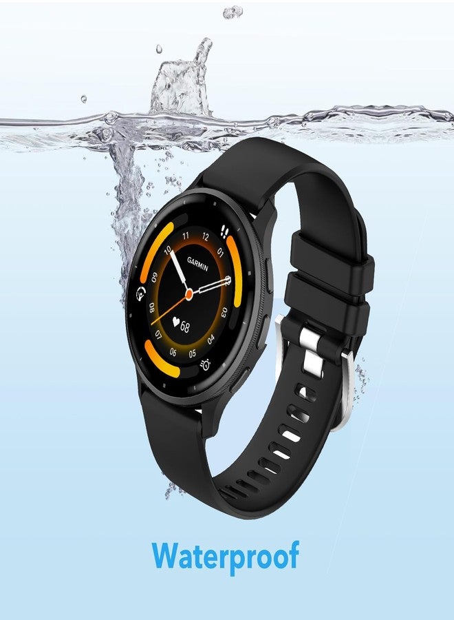 عبوتان من الأساور المقاومة للماء متوافقة مع Garmin Venu 3 / Garmin Venu 2 / Vivoactive 4، أساور معصم رياضية بديلة ناعمة كلاسيكية مقاس 22 مم (أسود/أسود) - Image 2