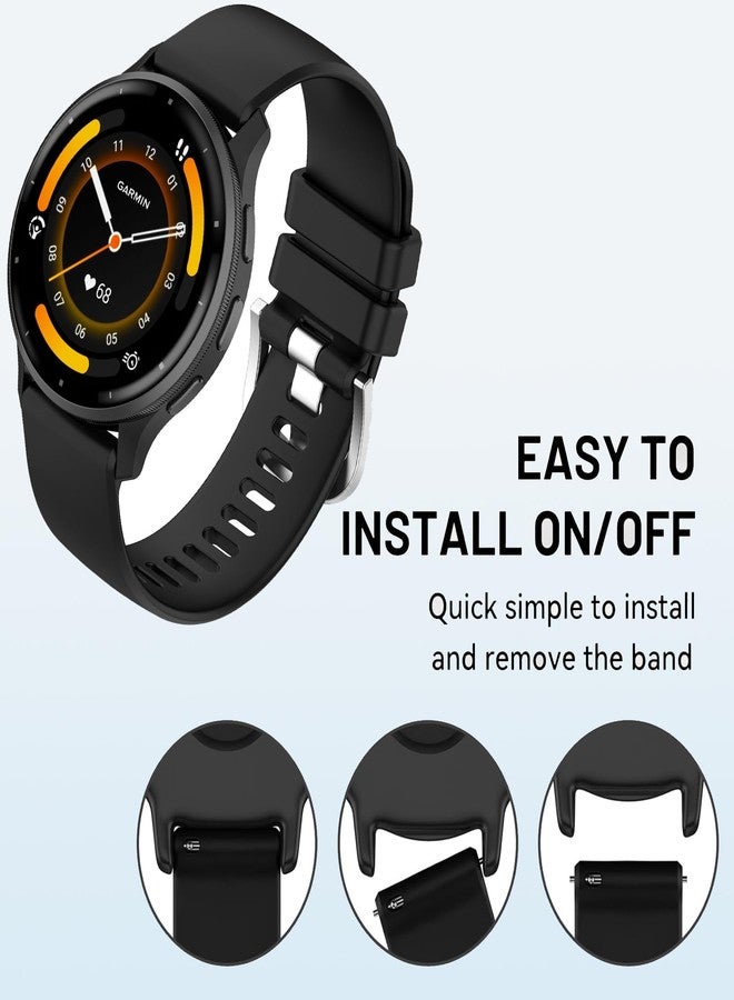 عبوتان من الأساور المقاومة للماء متوافقة مع Garmin Venu 3 / Garmin Venu 2 / Vivoactive 4، أساور معصم رياضية بديلة ناعمة كلاسيكية مقاس 22 مم (أسود/أسود) - Image 5