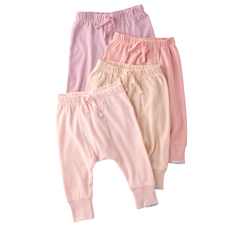 Butterblu Jordan 4-Pack Jogger Pants 100% Organic Cotton Bottoms for Boys & Girls, Sorbet, Newborn - Image 1