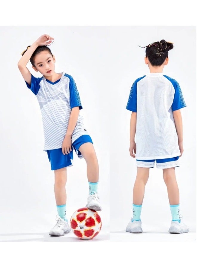 Children's Football Training Suit Summer Short-Sleeved Jersey 8601 White