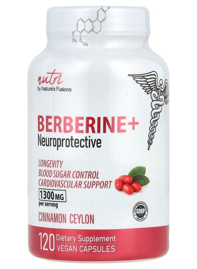 Nature'S Fusions نوتري بربرين + قرفة سيلون 1300 ملغ 120 كبسولة نباتية (650 ملغ لكل كبسولة)