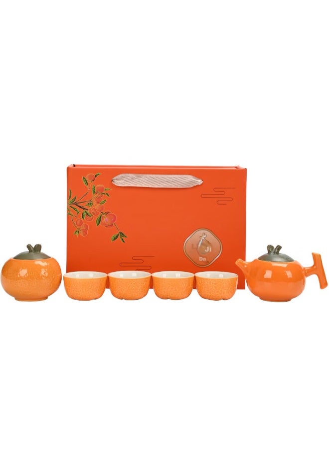 Pinyu Ceramic Tea Set With Teapot And Tea Cups - High-end Business Gift Set For Elderly, Holidays, Birthdays - Good Luck And Prosperity - Image 2