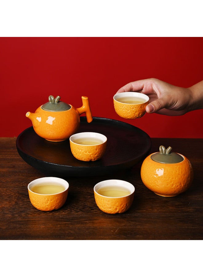 Pinyu Ceramic Tea Set With Teapot And Tea Cups - High-end Business Gift Set For Elderly, Holidays, Birthdays - Good Luck And Prosperity - Image 1