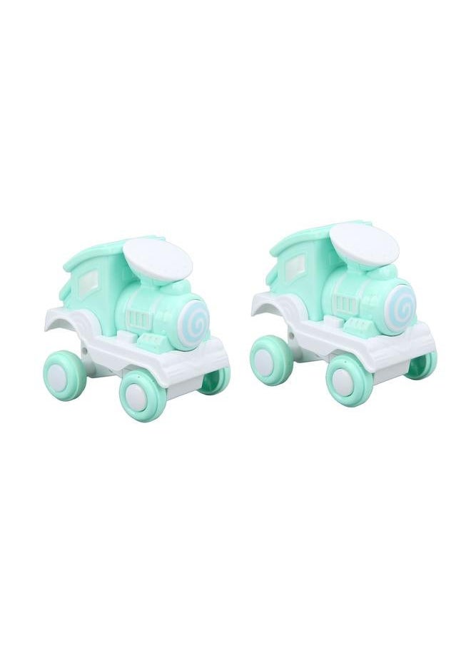 NIBEMINENT 2Pcs Press and Roll Train Toy Plastic 360 Degree Stunt Flip for Boys Girls Gift Giving Green  - Image 1