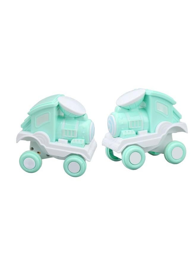 NIBEMINENT 2Pcs Press and Roll Train Toy Plastic 360 Degree Stunt Flip for Boys Girls Gift Giving Green  - Image 3