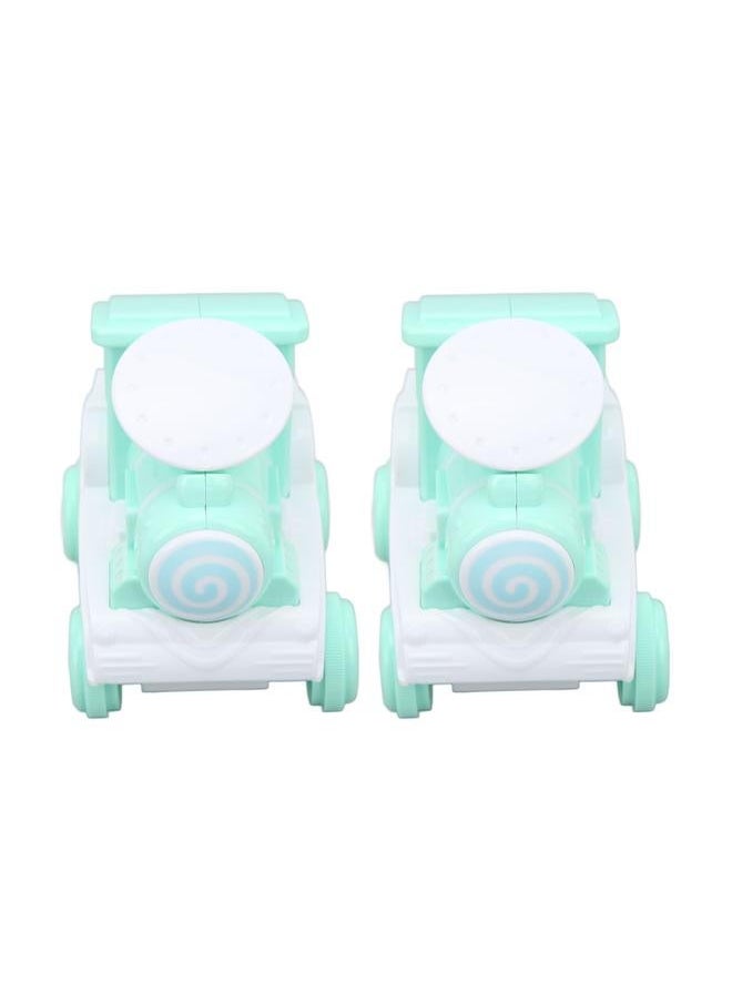 NIBEMINENT 2Pcs Press and Roll Train Toy Plastic 360 Degree Stunt Flip for Boys Girls Gift Giving Green  - Image 2