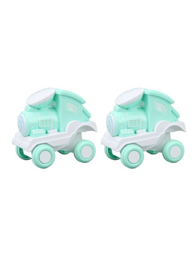 NIBEMINENT 2Pcs Press and Roll Train Toy Plastic 360 Degree Stunt Flip for Boys Girls Gift Giving Green  - Image 4