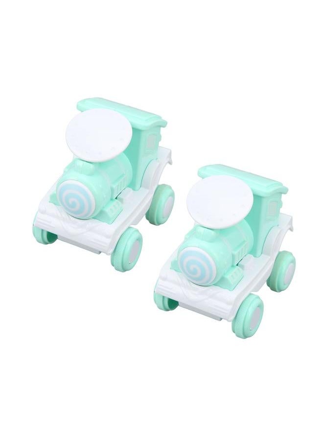 NIBEMINENT 2Pcs Press and Roll Train Toy Plastic 360 Degree Stunt Flip for Boys Girls Gift Giving Green  - Image 5