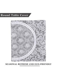 Kuber Industries Kuber Industries Round Table Cover | 40x40 Inch | Net Table Cloth for Round Tables | Tabletop Cover | Coffee Table Cover | Kitchen Tablecloth | Table Cover for Hall D?cor | Leaf Design | Grey  - Image 2