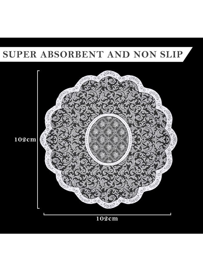 Kuber Industries - Kuber Industries Round Table Cover | 40x40 Inch | Net Table Cloth for Round Tables | Tabletop Cover | Coffee Table Cover | Kitchen Tablecloth | Table Cover for Hall D?cor | Leaf Design | Grey - Image 1