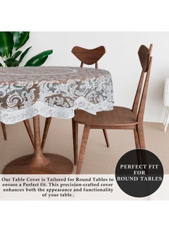 Kuber Industries Kuber Industries Round Table Cover | 40x40 Inch | Net Table Cloth for Round Tables | Tabletop Cover | Coffee Table Cover | Kitchen Tablecloth | Table Cover for Hall D?cor | Leaf Design | Grey  - Image 4