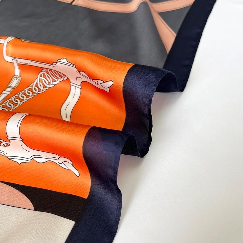 FONYVE Silk Feeling Scarf Medium Square Satin Head Scarf for Women 27.5 × 27.5 inches - Image 3