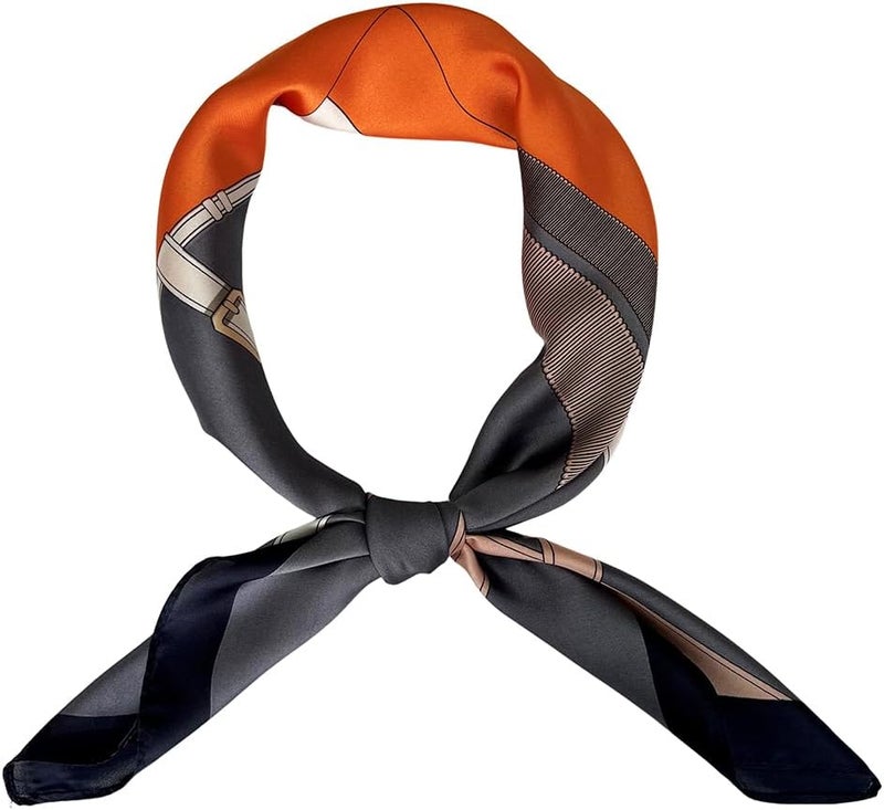 FONYVE Silk Feeling Scarf Medium Square Satin Head Scarf for Women 27.5 × 27.5 inches - Image 1