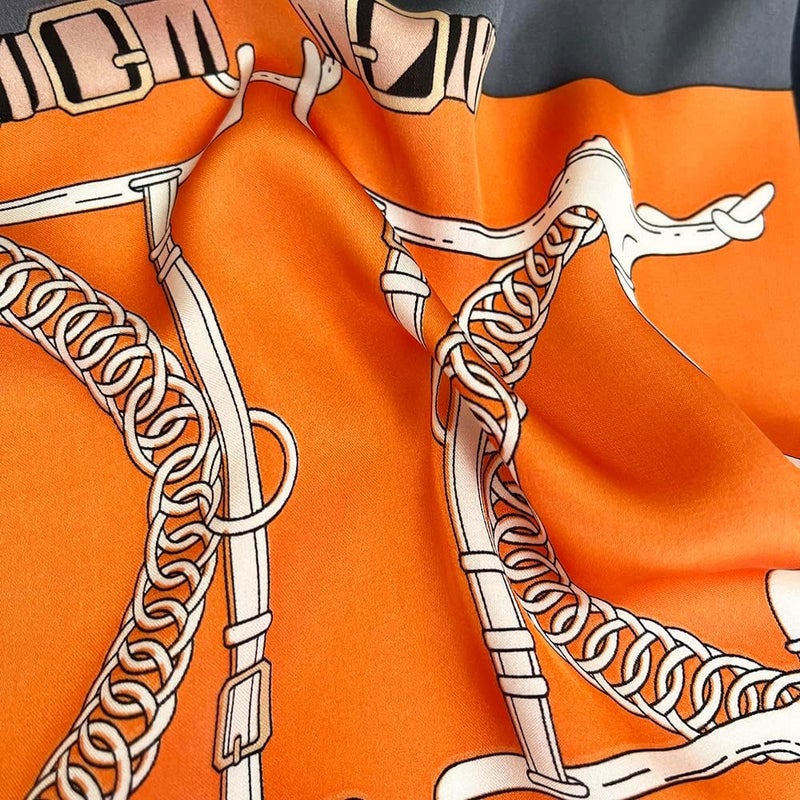 FONYVE Silk Feeling Scarf Medium Square Satin Head Scarf for Women 27.5 × 27.5 inches - Image 5