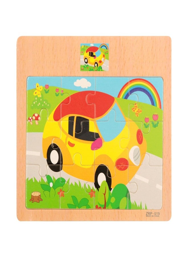 CCLIFE Wooden Jigsaw Puzzles Set for Kids 2-5 Years 12 Piece Colorful Wooden Educational Animal Puzzles (Colorless, 4PC Transport) - Image 4