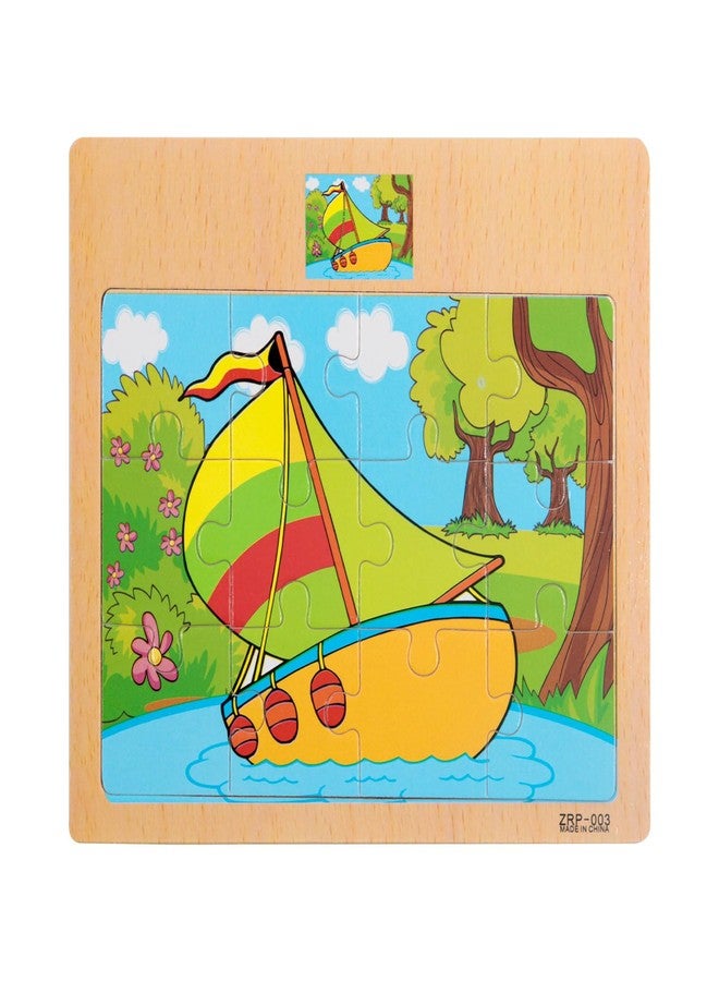 CCLIFE Wooden Jigsaw Puzzles Set for Kids 2-5 Years 12 Piece Colorful Wooden Educational Animal Puzzles (Colorless, 4PC Transport) - Image 3