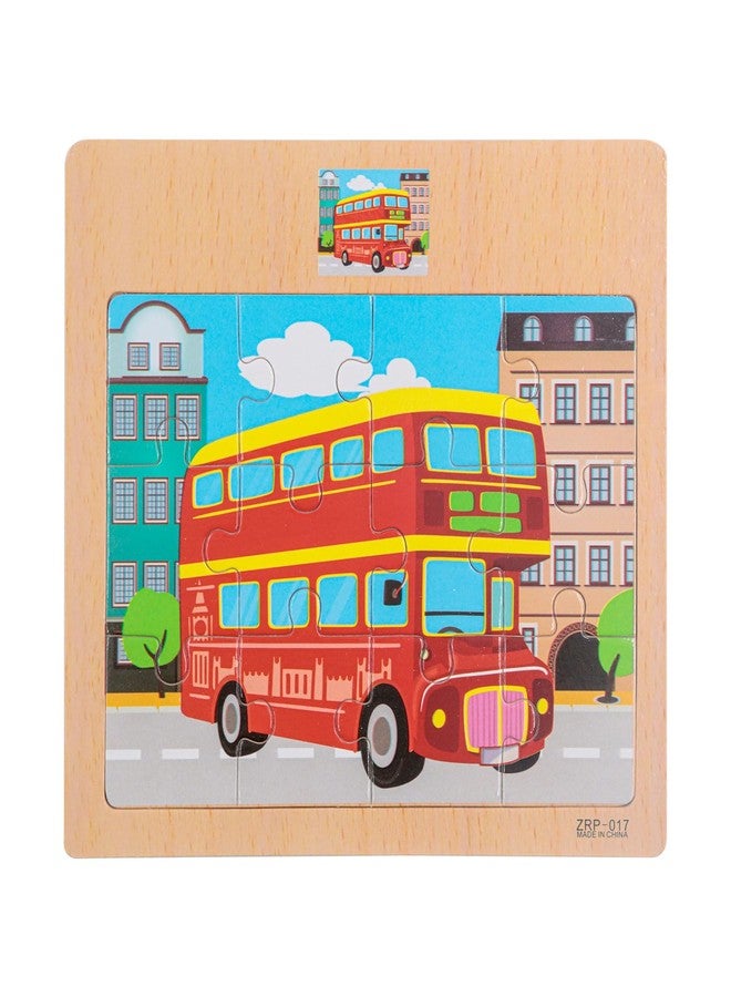 CCLIFE Wooden Jigsaw Puzzles Set for Kids 2-5 Years 12 Piece Colorful Wooden Educational Animal Puzzles (Colorless, 4PC Transport) - Image 2
