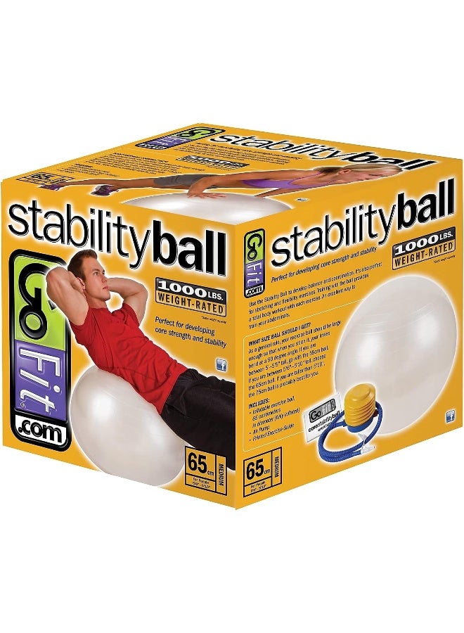 GoFit Stability Ball - White 65cm - Image 1