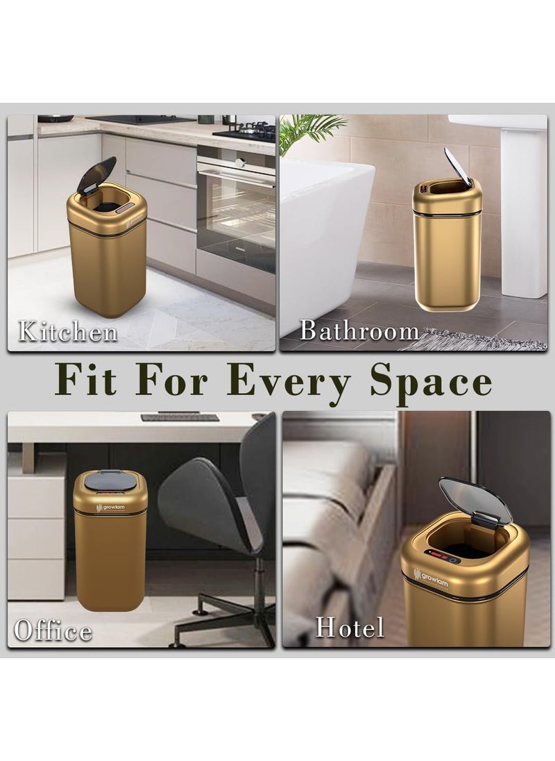 GROWLAM GROWLAM Motion Sensor Waste BIN for Home Office Hotel Kitchen Bathroom Automatic Hygienic 9 Gold  - Image 5