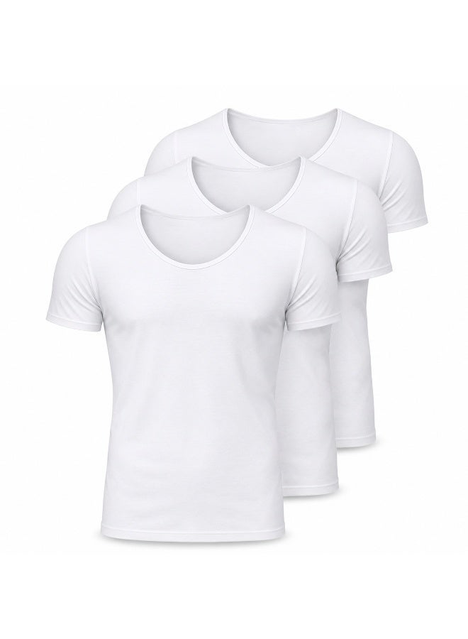 El Kattan Men’s Short Sleeve Cotton Undershirt Pack of 3 - Image 2