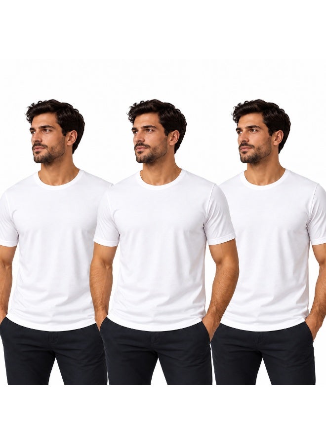 El Kattan Men’s Short Sleeve Cotton Undershirt Pack of 3 - Image 1