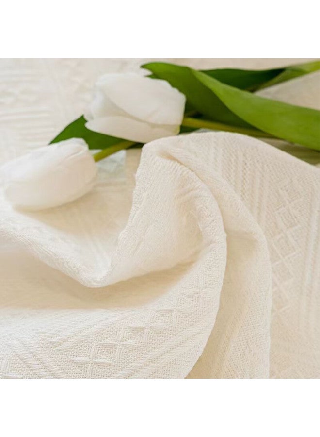 Moon Time White Tablecloth Style Nordic Round Table Square Placemat, High-end Dining Table Cloth, French Light Luxury, 90*90cm - Image 3
