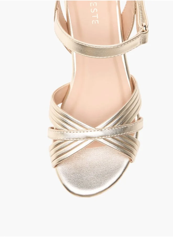 سيليست Girls Block Heeled Strappy Sandals With Hook And Loop Closure Ramadan Collection