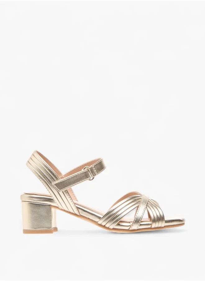 سيليست Girls Block Heeled Strappy Sandals With Hook And Loop Closure Ramadan Collection