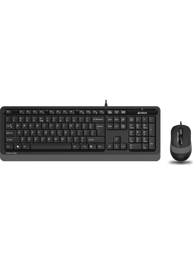 A4TECH F1010 USB Q Trk Optic Mouse Black/Grey Standard Keyboard - Mouse Set  - Image 1