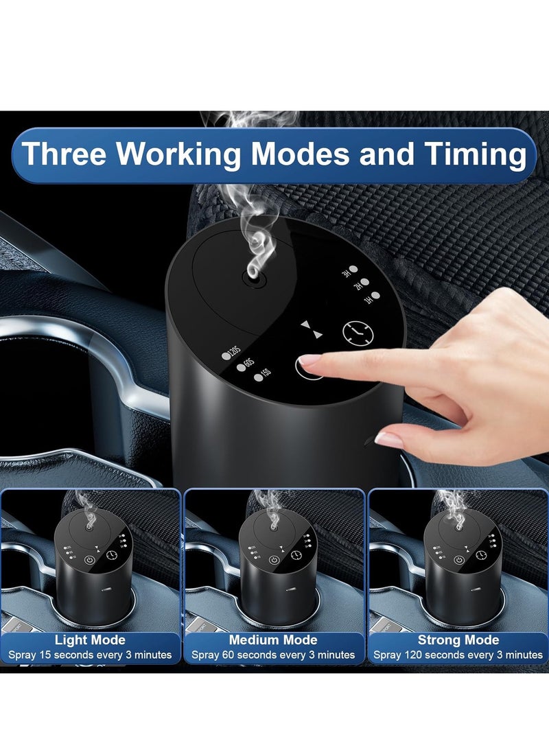 Waterless Car Diffuser Silver, Waterless Diffusers for Essential Oils with Timer & No Leakage Tech, Super Quiet Cordless Aromatherapy Essential Oil Diffuser Battery Operated for Car, Room, Office