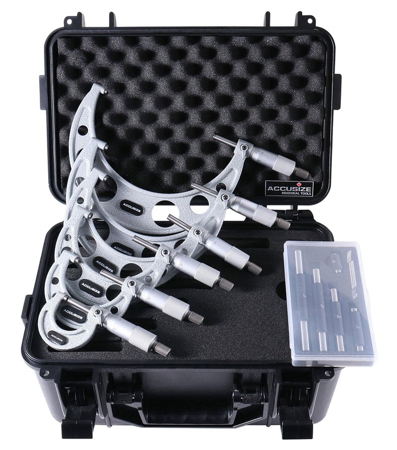Accusize Industrial Tools 0-6 inch by 0.0001'' Ultra-Precision Outside Micrometers with Carbide Tips 6 Pc Set, Eg00-0906 - Image 3