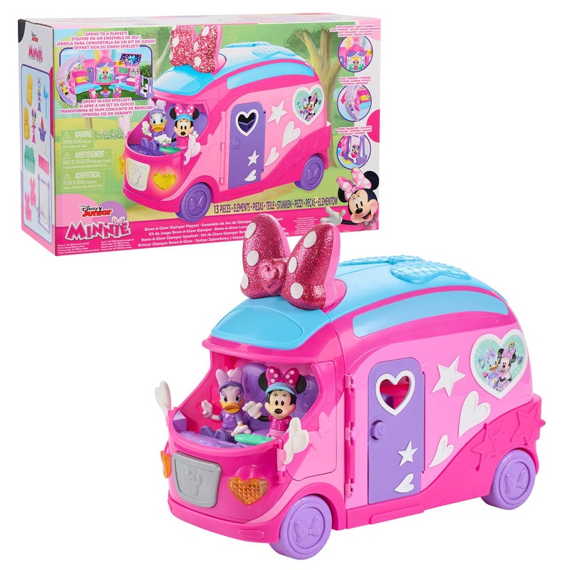 Just Play Disney Junior Minnie Mouse Bows-A-Glow Rolling Glamper 13-piece Figures and Playset, Kids Toys for Ages 3 Up, Amazon Exclusive by Just Play - Image 1
