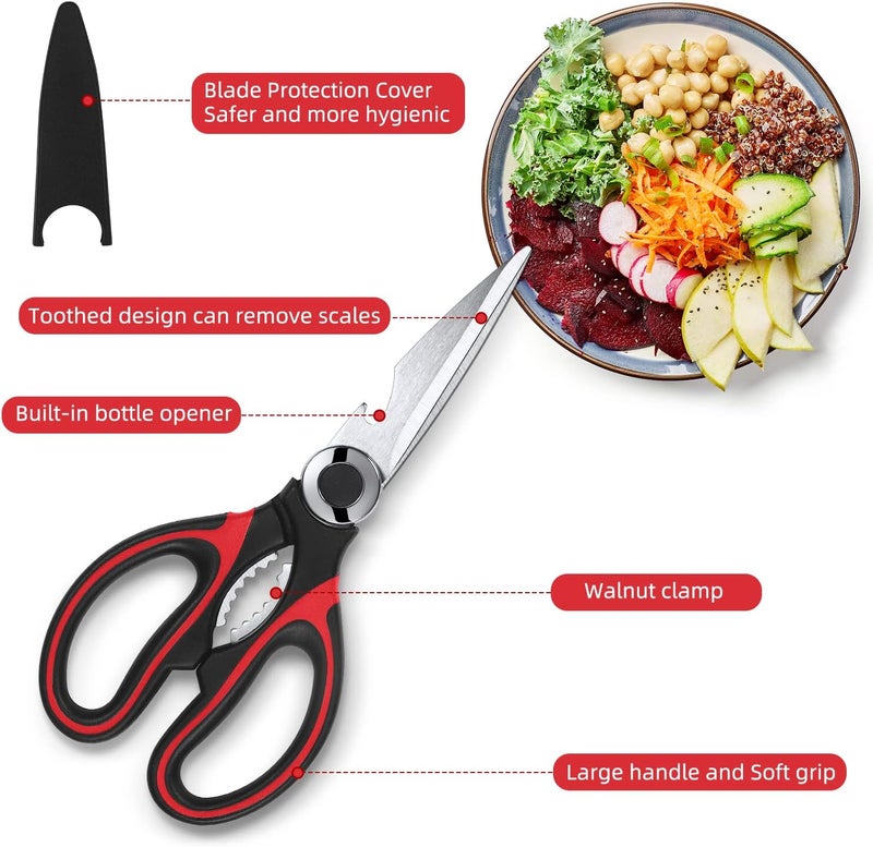 FAROPS Kitchen Scissor For General Use 2-Packs,Heavy Duty Kitchen Raptor Meat Shears,Dishwasher Safe Cooking Scissors, Stainless Steel Multi-function Scissors For Food,Chicken,Poultry, Fish, Pizza,Herbs - Image 2