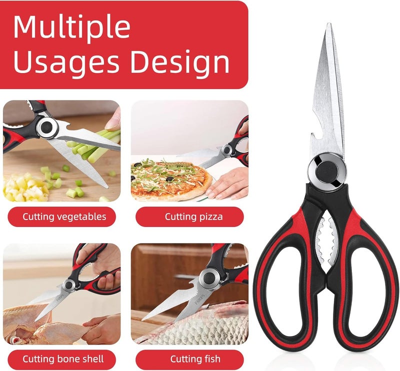 FAROPS Kitchen Scissor For General Use 2-Packs,Heavy Duty Kitchen Raptor Meat Shears,Dishwasher Safe Cooking Scissors, Stainless Steel Multi-function Scissors For Food,Chicken,Poultry, Fish, Pizza,Herbs - Image 5