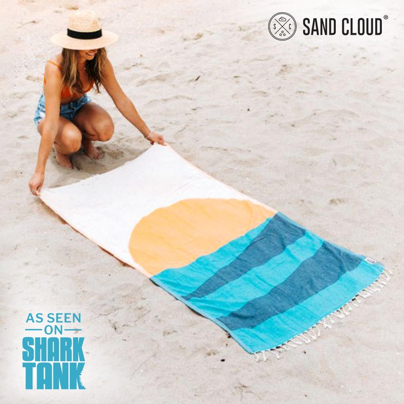 Sand Cloud Turkish Beach Towel - 100% Organic Cotton Turkish Bath Towels - Ultra Soft, Sand Free & Quick Dry Towel for Beach, Pool, or Picnic - As Seen on Shark Tank - Boho Geo Sunset - Image 2