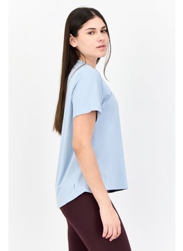 Adidas Women Sportswear Fit Short Sleeve Training T-Shirt, Light Blue  - Image 2