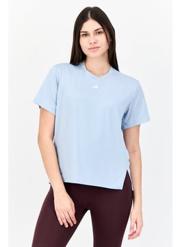 Adidas Women Sportswear Fit Short Sleeve Training T-Shirt, Light Blue  - Image 1