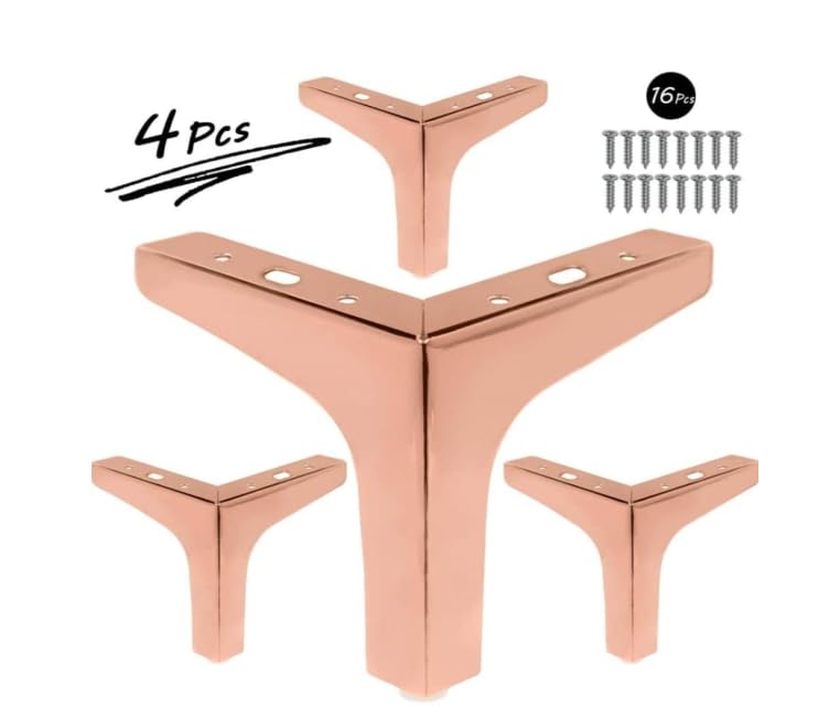 Generic Zohra Hardware Sofa Hardware Leg 4 Inch 10 Cms Sofa Furniture Glossy Finish Stainless Steel Heavy Model T Shaped Sofa Leg Set of 4 Rose Gold 5 inch  - Image 5