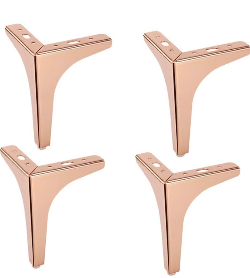 Generic Zohra Hardware Sofa Hardware Leg 4 Inch 10 Cms Sofa Furniture Glossy Finish Stainless Steel Heavy Model T Shaped Sofa Leg Set of 4 Rose Gold 5 inch  - Image 1
