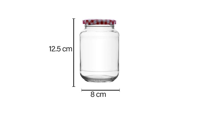 CROCO JAR Croco 500Ml Glass Jar Round Shape With Red White Stripe Cap Rust Proof Air Tight Kitchen Stuff Storage Glass Jar Container Set 6 - Image 2