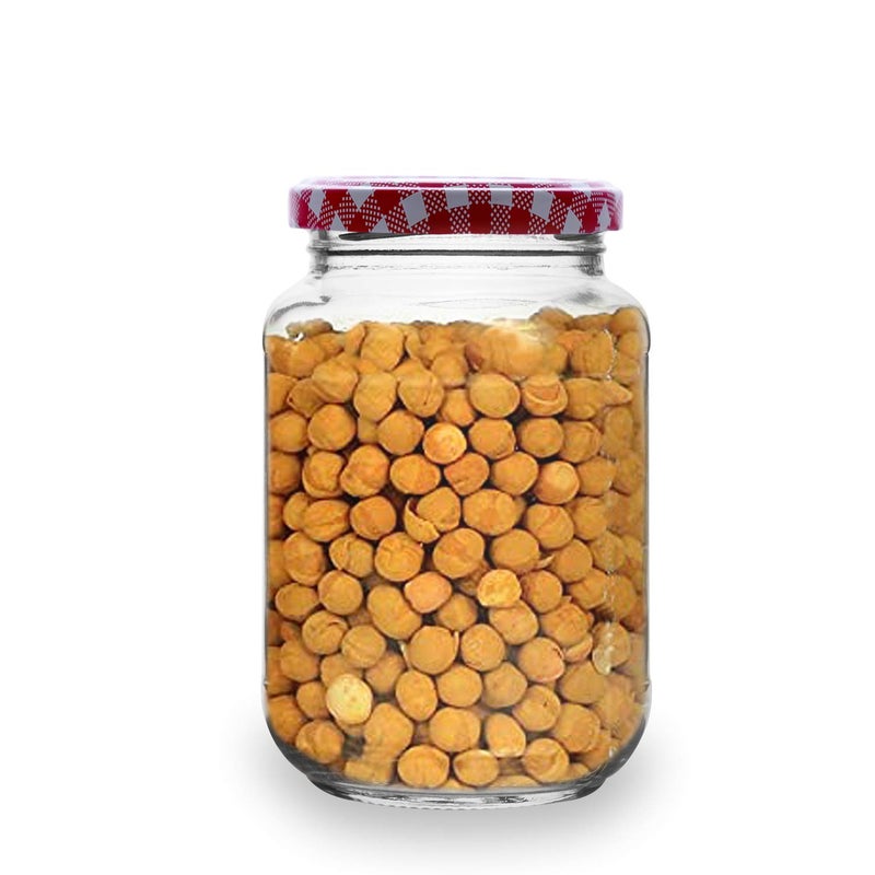 CROCO JAR Croco 500Ml Glass Jar Round Shape With Red White Stripe Cap Rust Proof Air Tight Kitchen Stuff Storage Glass Jar Container Set 6 - Image 4