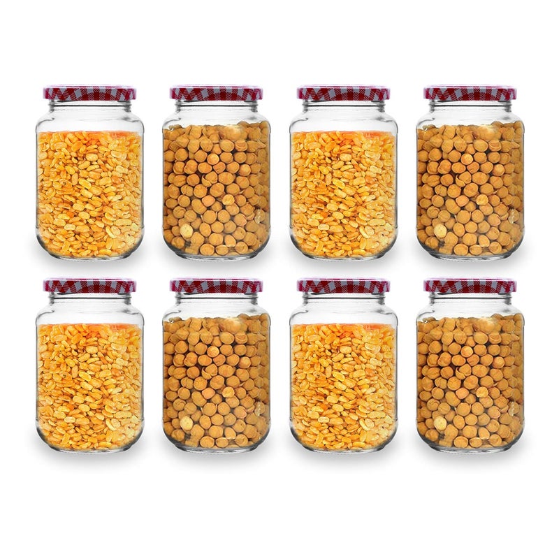 CROCO JAR Croco 500Ml Glass Jar Round Shape With Red White Stripe Cap Rust Proof Air Tight Kitchen Stuff Storage Glass Jar Container Set 6 - Image 5