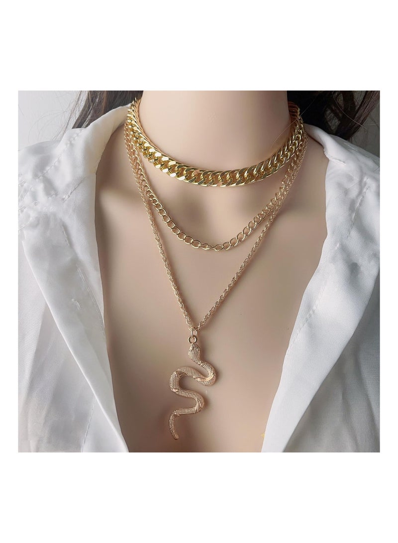 KASTWAVE Snake Jewelry Set for Women, Egypt Style Gold Snake Necklace Earrings Bracelet Rings, Personalized Punk Snake Jewelry Set for Role Play Halloween Carnival - 4Pcs - Image 2